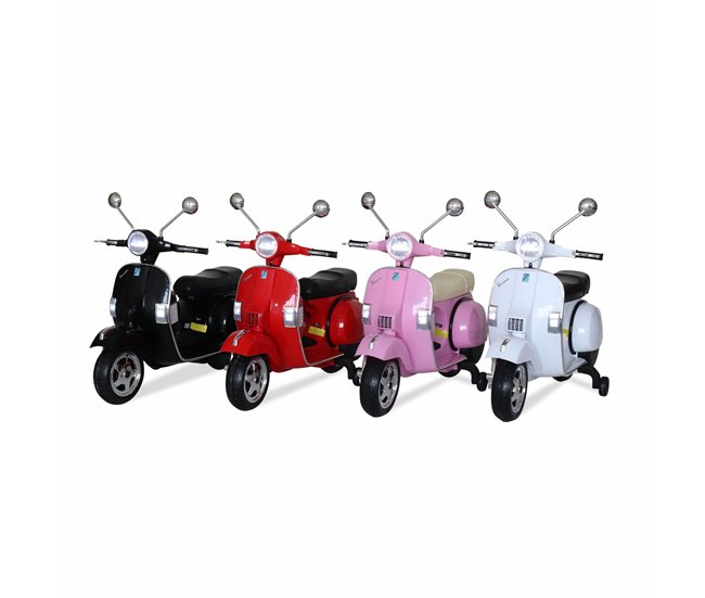 Scooter eléctrica Vespa 12V para crianças, 1 lugar,  com rádio Preto