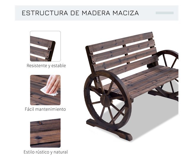Banco de Jardim Madeira de Abeto Outsunny 105x56 Castanho