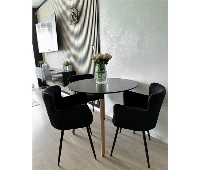 Beliani Mesa de jantar BOVIO 120x120 Preto