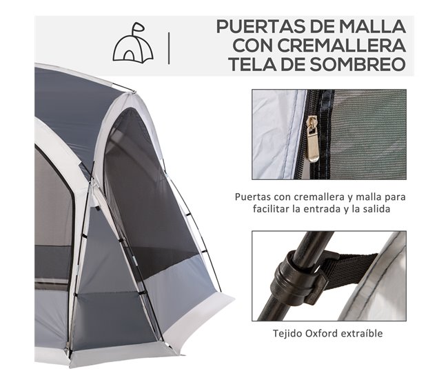 Abrigo de Campismo Tecido Oxford Outsunny Cinza