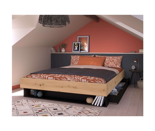 Gaveta sob a cama de casal Lampe Stippley Preto