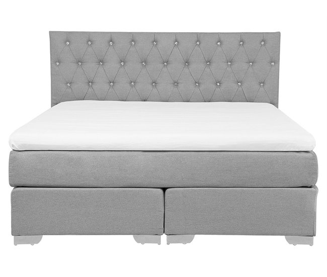 Beliani Cama continental Poliéster DUCHESS 171x211 Cinza Claro