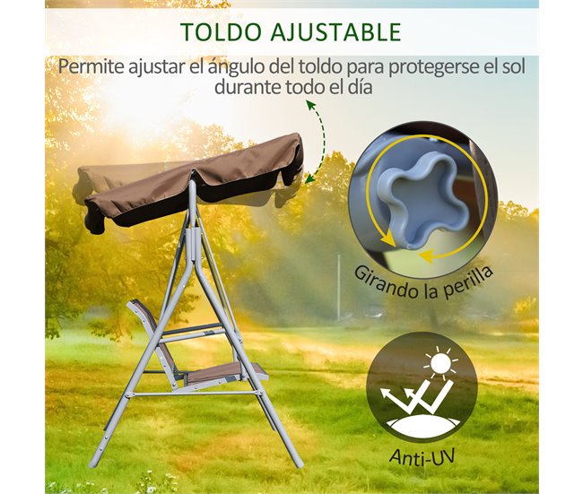 Baloiço de Jardim Metal, Poliéster e Textilene Outsunny Castanho