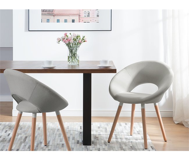 Beliani Silla de comedor ROSLYN Cinza Claro