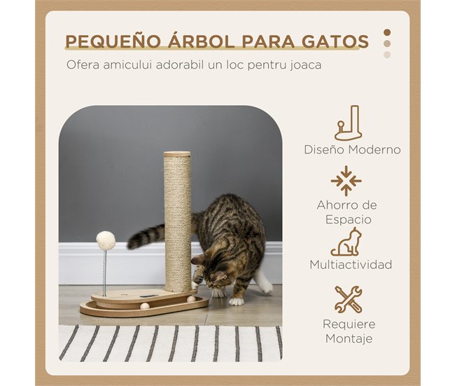 Arranhador para Gatos Aglomerado de Madeira e Juta PawHut Castanho