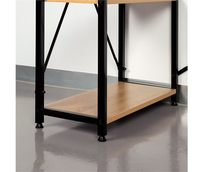 Max Home Secretária com prateleiras em madeira e aço 120x64 Preto/ Madeira