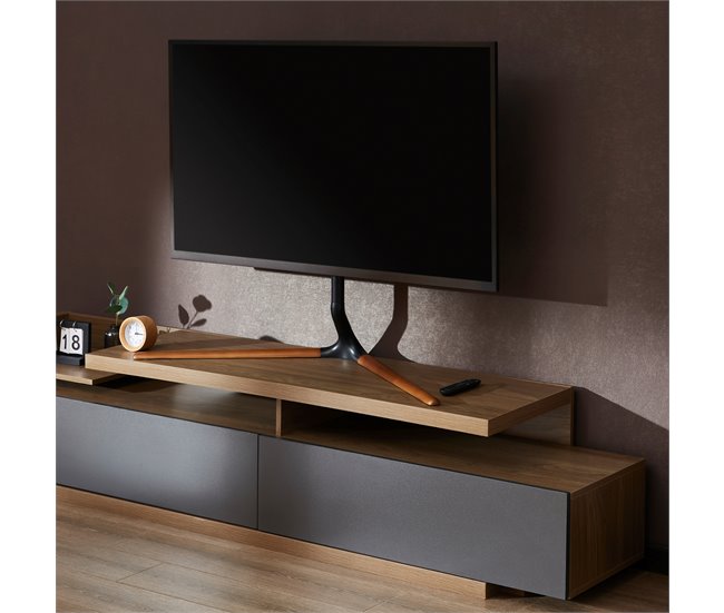 Suporte de chão Ystad para TV máx. 40 kg [pro.tec] Preto/ Madeira
