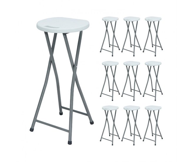 Pack 10 Bancos Altos Dobráveis ​​Thinia Home Branco