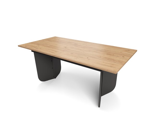 Mesa de jantar extensível ARUBA Preto/ Madeira
