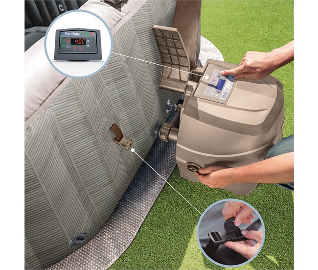 INTEX Spa inflável 4 pessoas Chevron Deluxe Bege