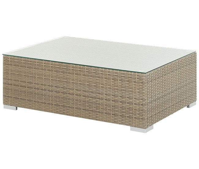 Beliani Conjunto lounge Ratan sintético MAESTRO Branco/ Bege
