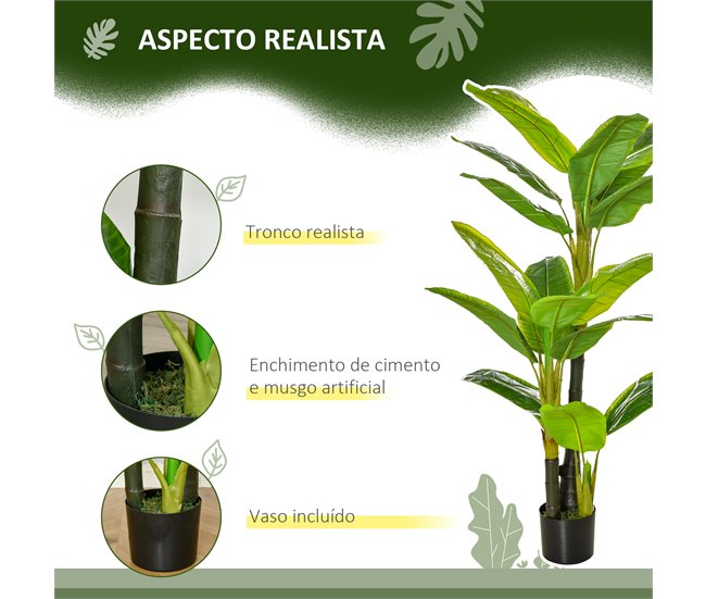 Bananeira Artificial PEVA, PE, Cimento HOMCOM, casa - decoração Verde