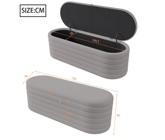 Bancos estofados 120x40 Cinza