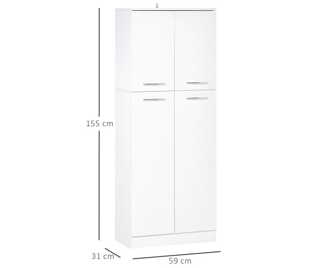 Armário Melamina HOMCOM, casa - cozinha Branco