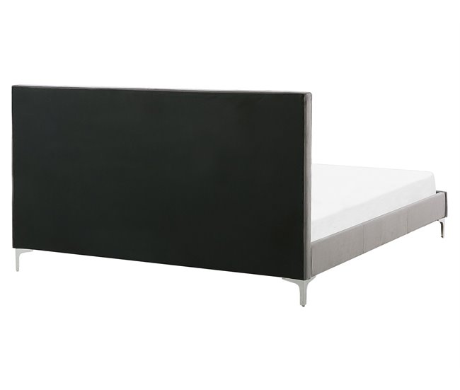 Beliani Cama com estrado Veludo AMBERT 168x212 Cinza