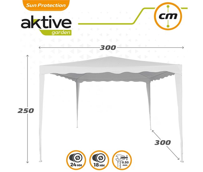 Gazebo de jardim em poliéster branco Aktive Garden Branco
