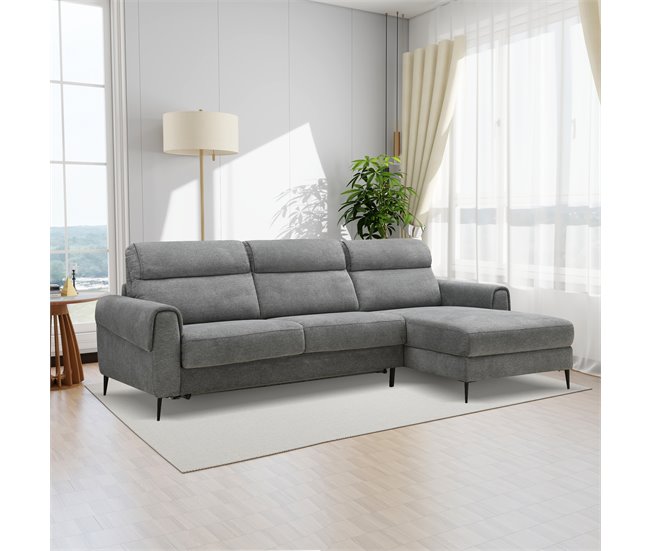 Chaise longue com cama ELIA Cinza