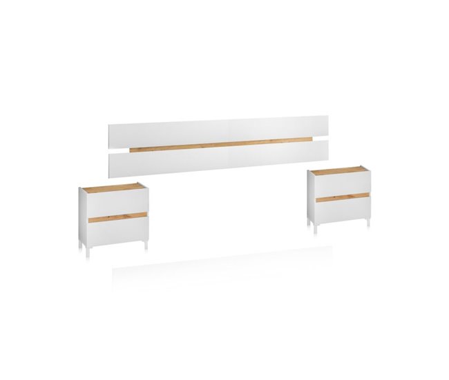 Cabecero con mesitas Ezra Natural/ Branco