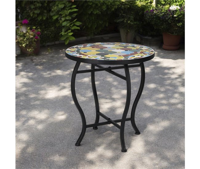 Mesa Well Home Bistro com desenho em mosaico Preto