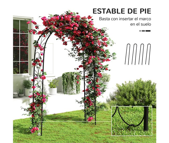 Arco para Jardim Aço Outsunny Preto