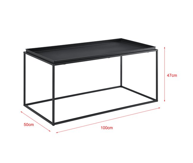 Mesa de centro de metal Nyker Preto