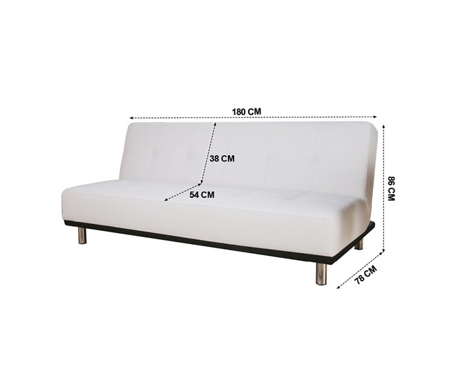 Sofá cama pele sintética THIRD Branco