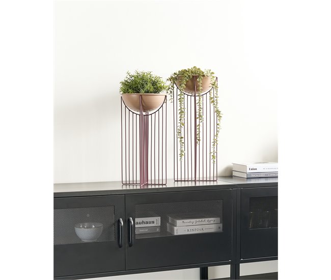 Beliani Conjunto de 2 vasos de plantas com pés FICARIA Rosa