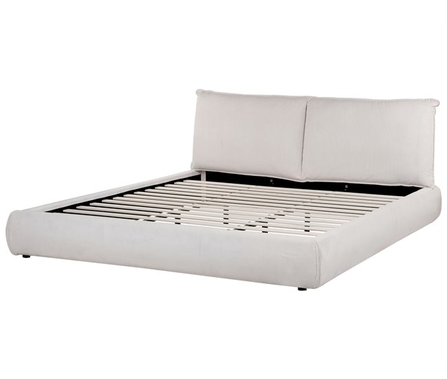 Beliani Cama com estrado Bombazine VINAY 196x233 Bege