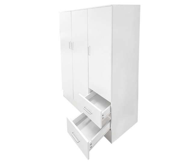 Armário de 3 portas com efeito madeira Branco