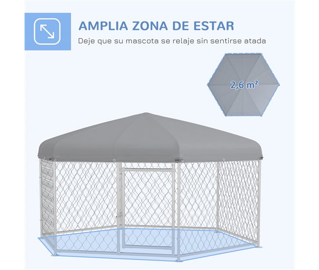 Canil de Exterior Aço galvanizado, tecido Oxford PawHut Prata