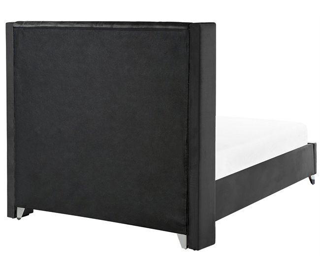 Beliani Cama com estrado Veludo LUBBON 152x215 Preto