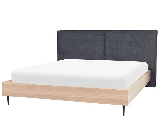 Beliani Cama com estrado Poliéster IZERNORE 207x215 Cinza Escuro