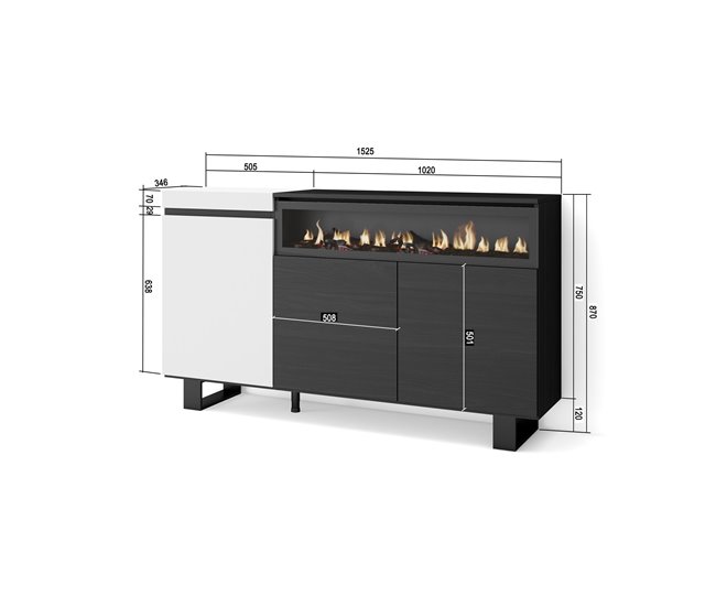 Aparadores para sala 150 Branco/ Preto