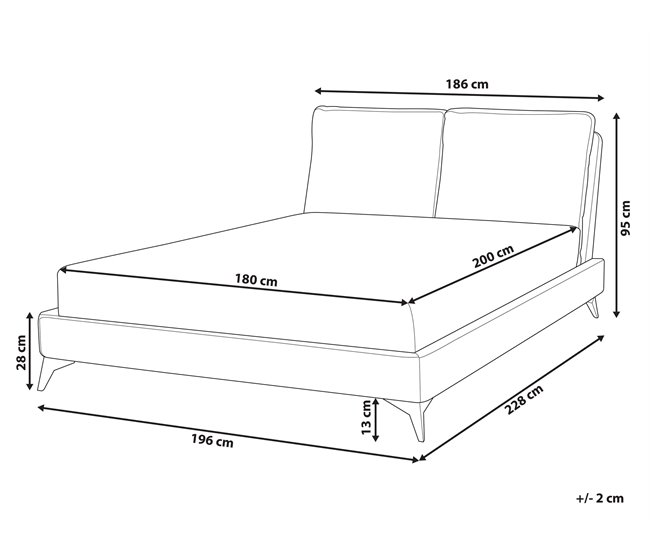 Beliani Cama com estrado Veludo MELLE 196x233 Cinza