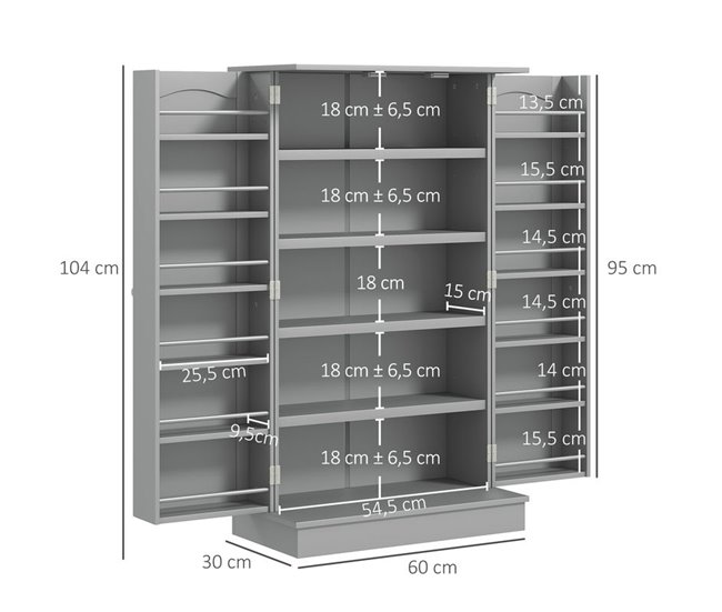Armário de Cozinha MDF e Melamina de Madeira HOMCOM Cinza