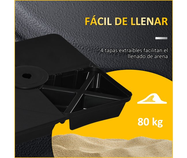 Base para Chapéu de Sol com 4 Peças PP Outsunny 89x89 Preto