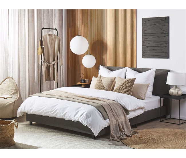 Beliani Cama de água Poliéster ALBI 175x211 Cinza