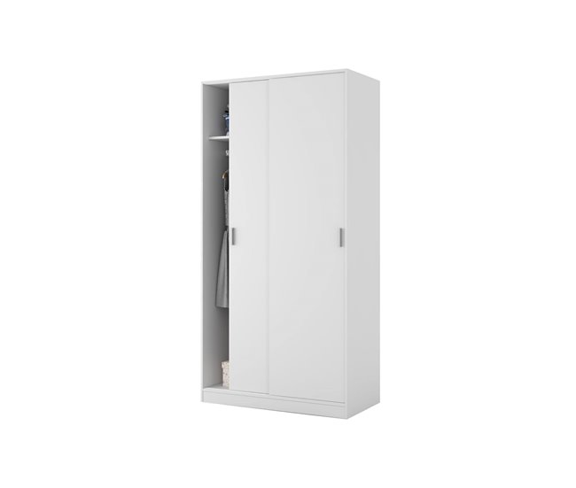 Armário 2 portas com efeito madeira 100 Branco