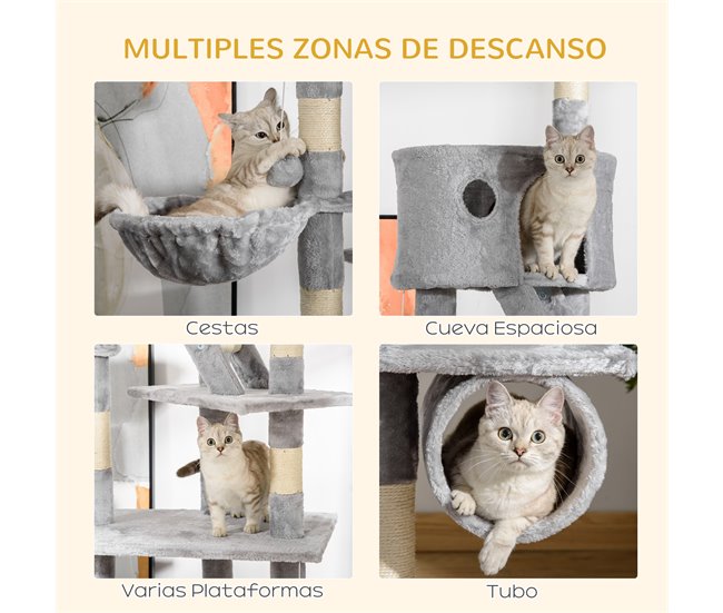 Arranhador para Gatos Aglomerado, Pelúcia PawHut Cinza