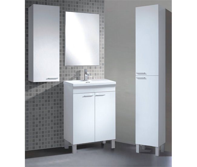 Armário de casa de banho com 2 portas e espelho Dkolaro 50 Branco