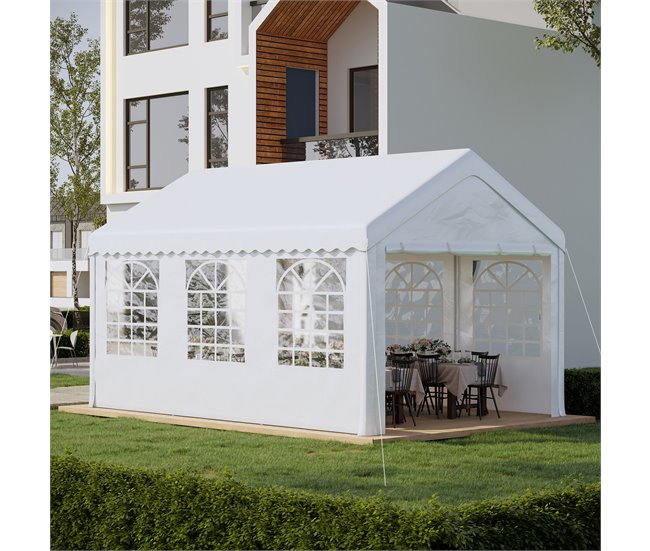Pérgola de Jardim Aço, PE Outsunny 600x400 Branco