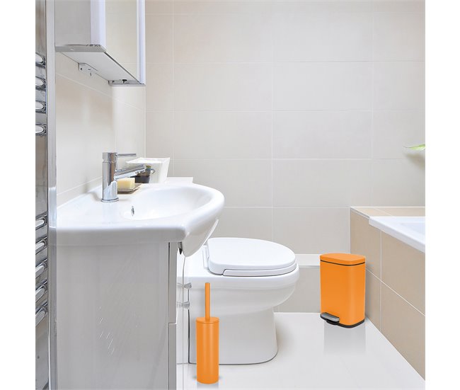 Spirella Bathroom Broom com suporte Laranja
