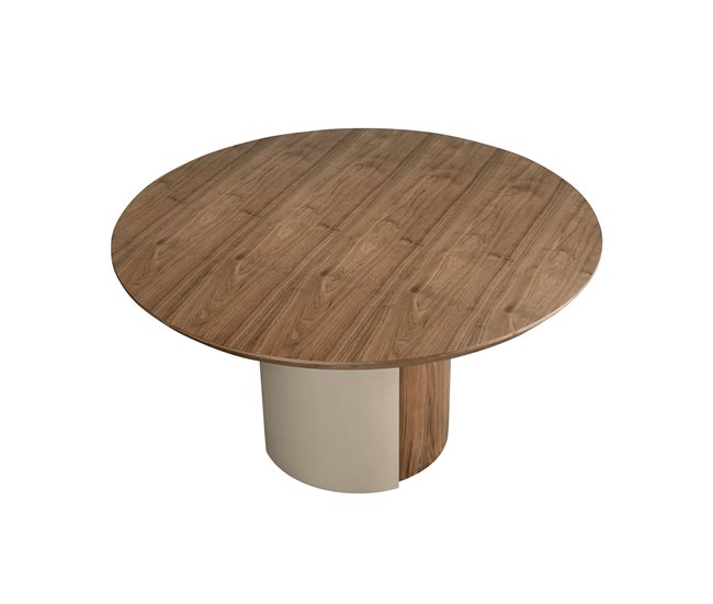 ANGEL CERDA Mesa de jantar redonda e aço 140x140 Nogal