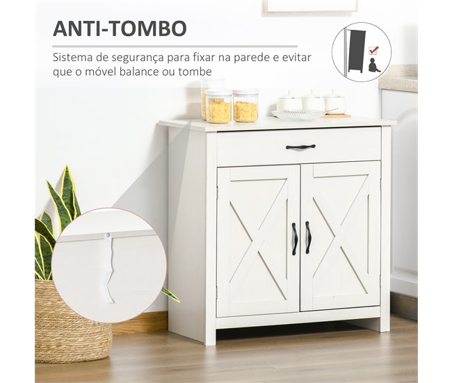 Aparador MDF, Melamina de Madeira HOMCOM Branco