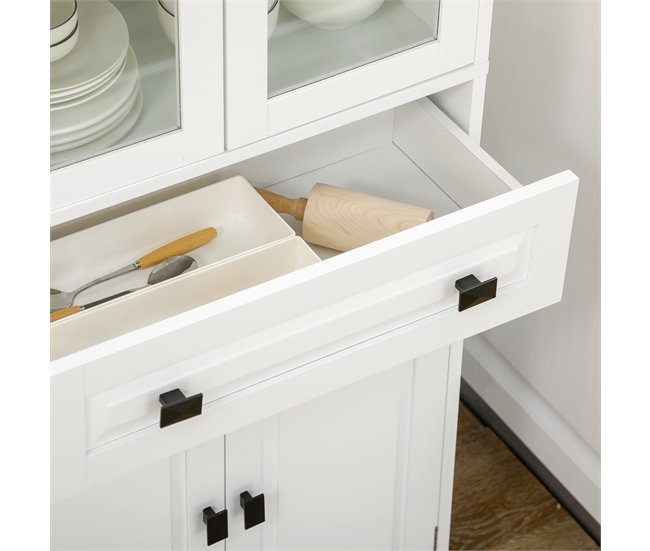 Armário de Cozinha Melamina de madeira, MDF e vidro temperado Branco