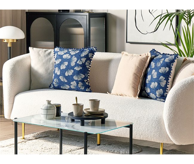Beliani Almofada decorativa DANDELION Azul