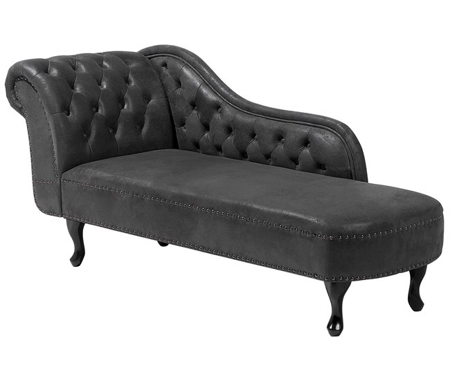 Beliani Chaise longue versão à esquerda Camurça sintética NIMES Cinza Escuro