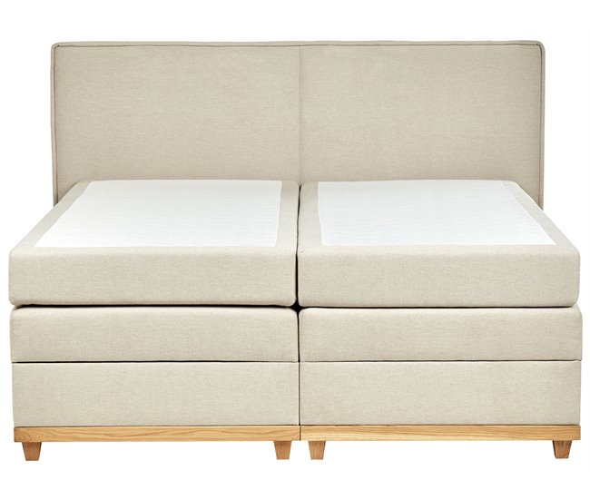 Beliani Cama continental con almacenaje Poliéster DYNASTY 200x217 Bege