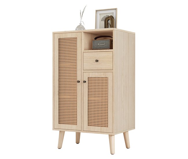 Aparador de painel de partículas com 2 portas e 1 gaveta Madeira