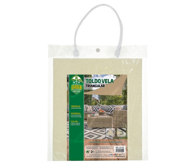 Toldo de sombra triangular Aktive Garden cor creme Creme